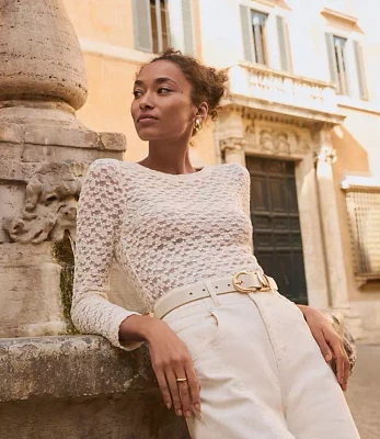 Lace Long Sleeve Crew Neck Tee