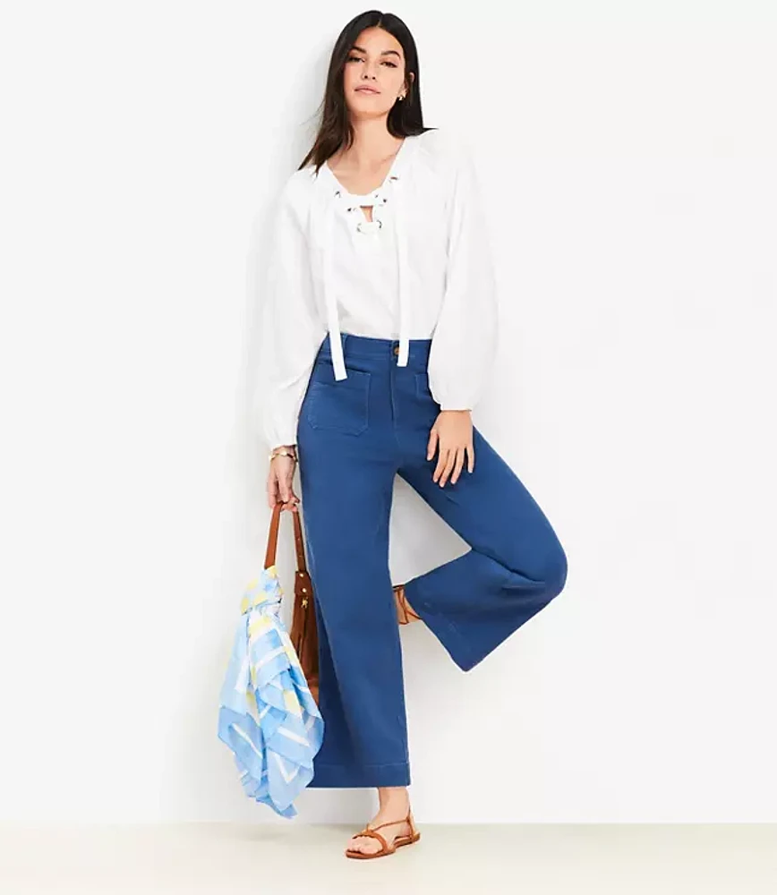 Palmer Wide Leg Crop Pants Twill