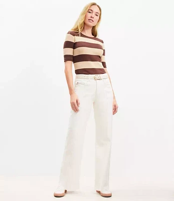 Seamed Wide Leg Jeans Ivory