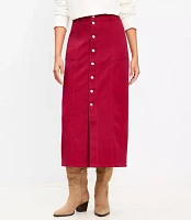 Twill Button Pocket Midi Skirt