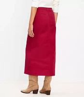 Twill Button Pocket Midi Skirt