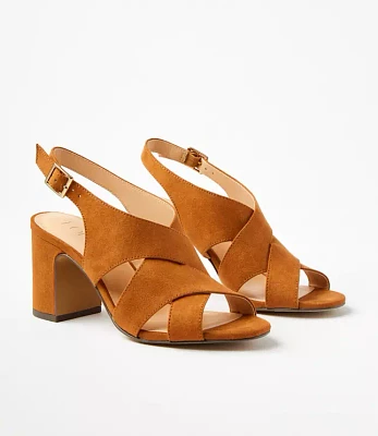Criss Cross Block Heel Sandals