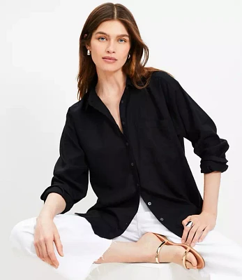 Linen Blend Everyday Oversized Pocket Shirt