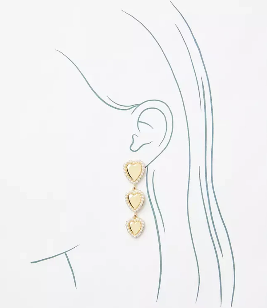 Pearlized Heart Drop Statement Earrings