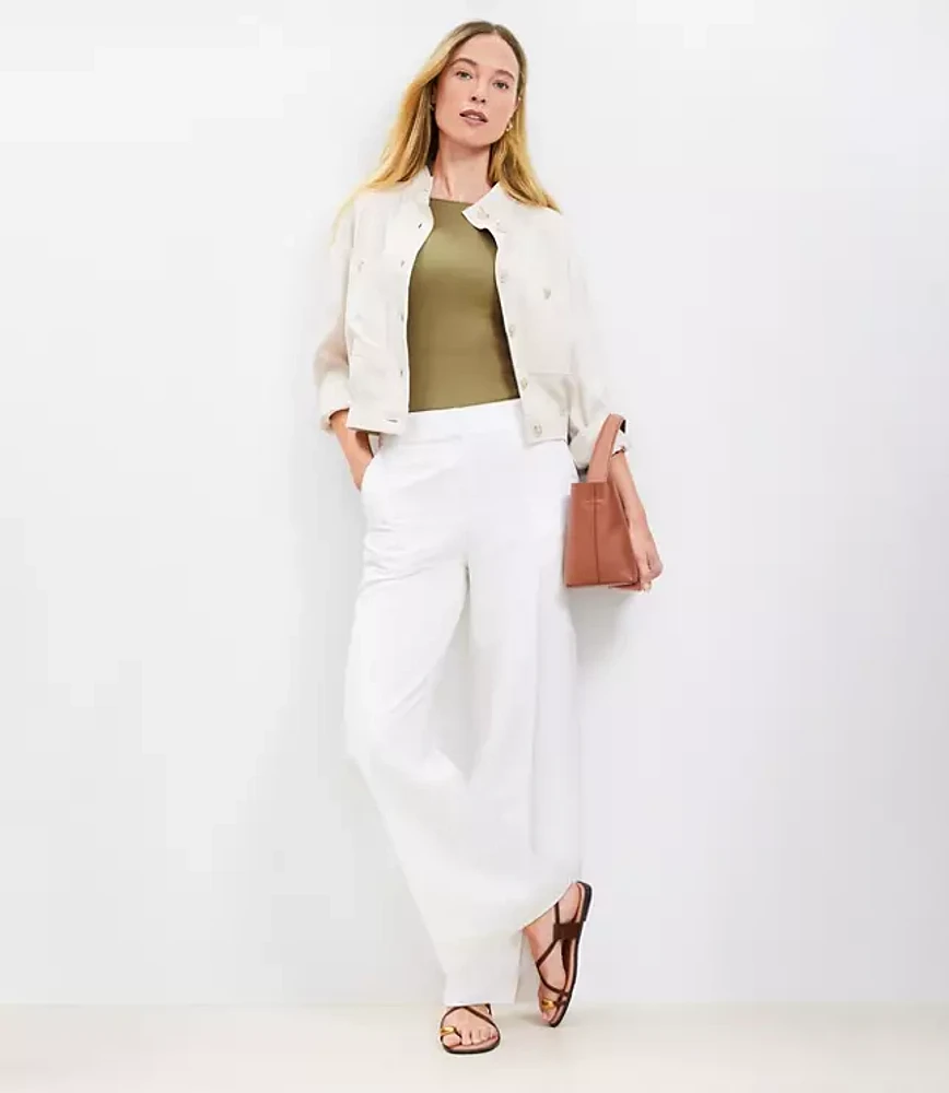 Clean Wide Leg Pants Linen Blend