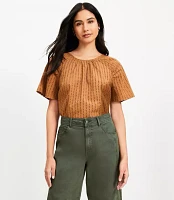 Petite Eyelet Ruched Raglan Top