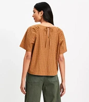 Petite Eyelet Ruched Raglan Top