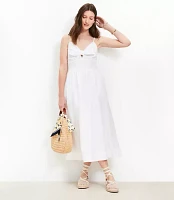 Tie Poplin Midi Pocket Dress
