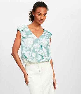 Floral V-Neck Bubble Hem Top