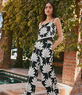 Palm Pull On Wide Leg Pants in Linen Blend