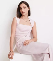 Petite LOFT Versa 360 Knit Ruched Square Neck Bodysuit