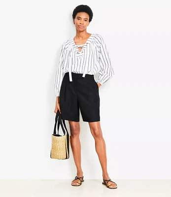 Striped Lace Up Blouse