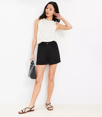 Petite Cuffed Utility Shorts Twill