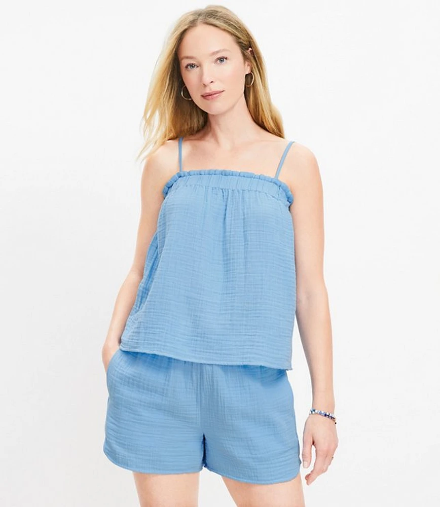 Petite LOFT Beach Triple Cloth Ruffle Tank Top