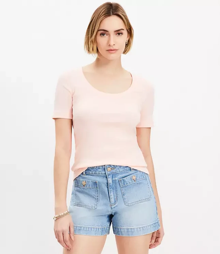 Ribbed Scoop Neck Tee
