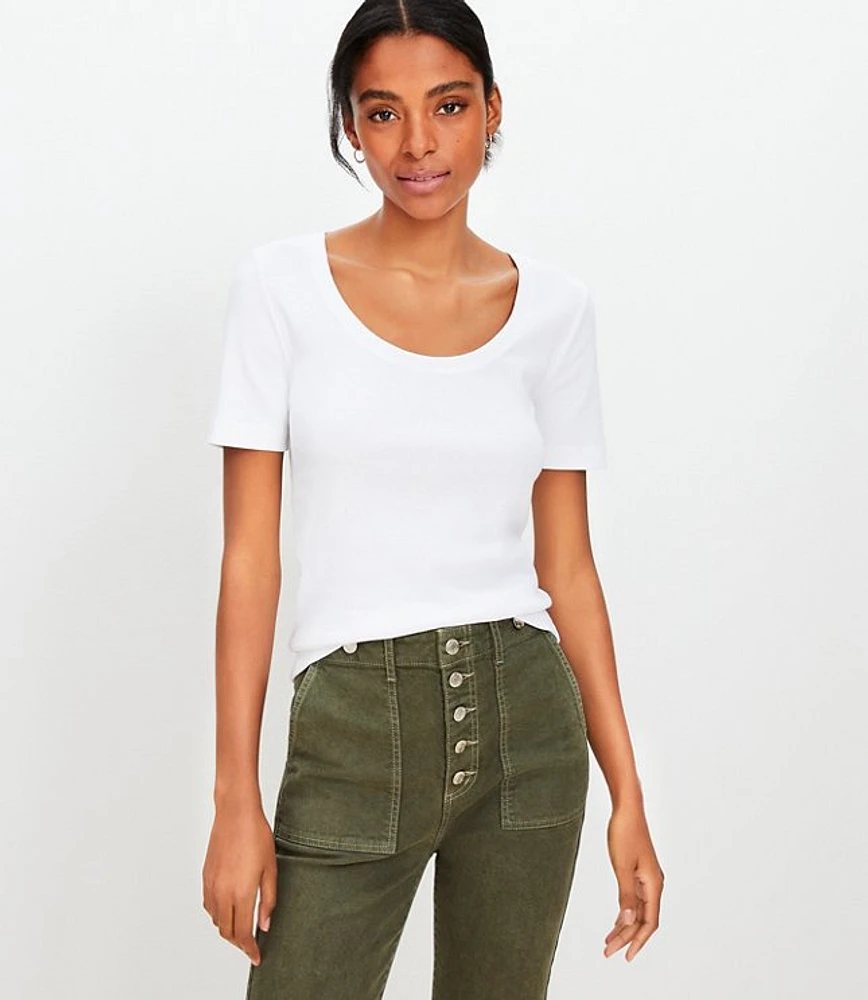 Ribbed Scoop Neck Tee