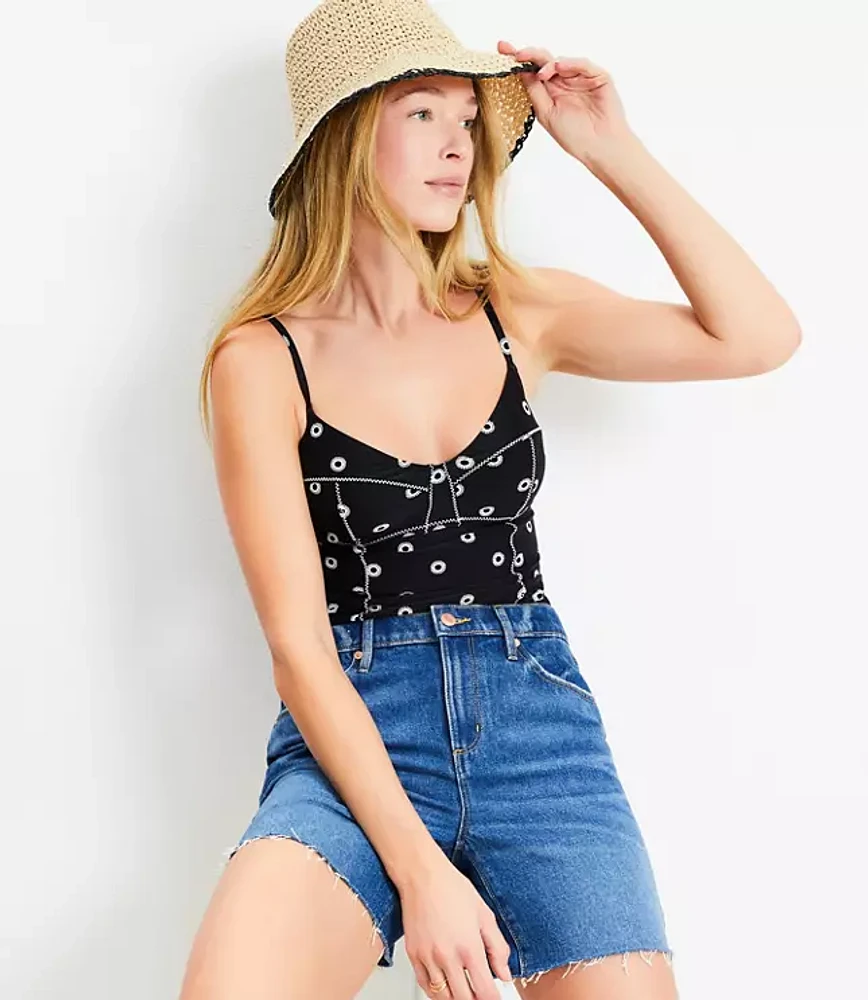 LOFT Beach Dotted Zig Zag Stitch Tankini Top