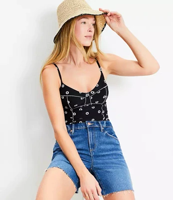 LOFT Beach Dotted Zig Zag Stitch Tankini Top