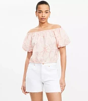 Bird Toile Off The Shoulder Bubble Top
