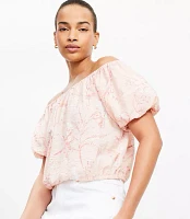 Bird Toile Off The Shoulder Bubble Top