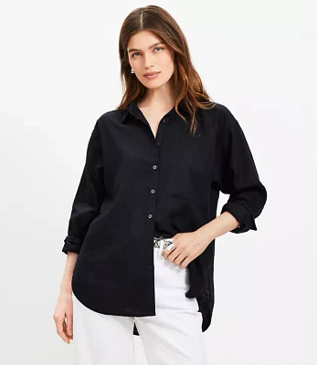 Petite Linen Blend Everyday Oversized Pocket Shirt