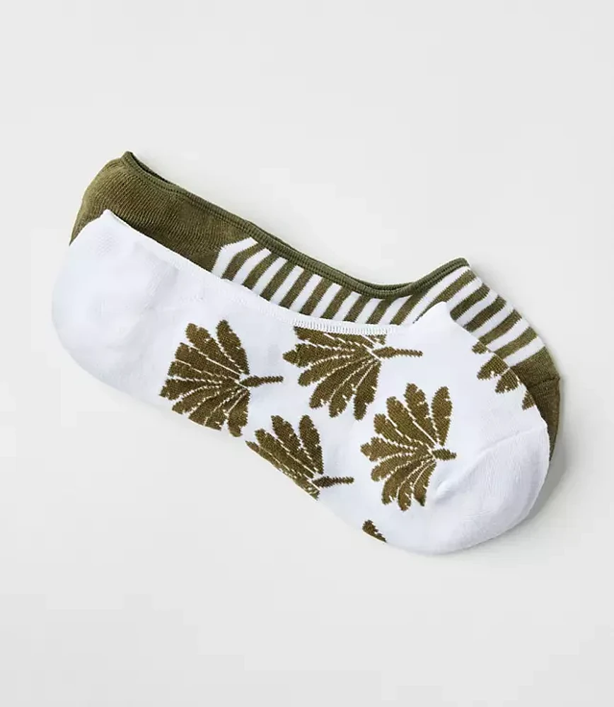 Palm & Stripe No Show Sock Set