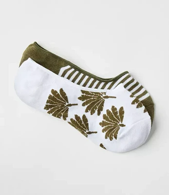 Palm & Stripe No Show Sock Set