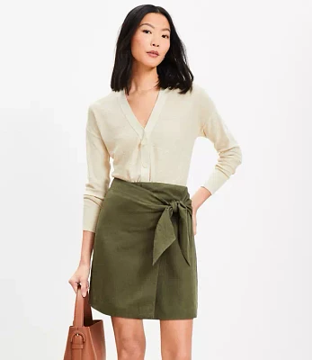 Linen Blend Mini Wrap Skirt