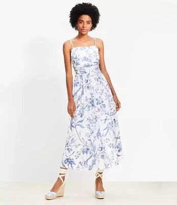 Bird Toile Strappy Midi Pocket Dress