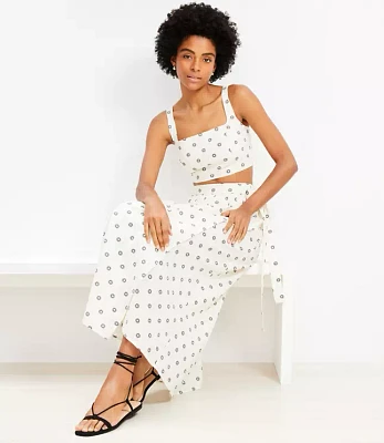 LOFT Beach Dotted Linen Cotton Maxi Wrap Skirt