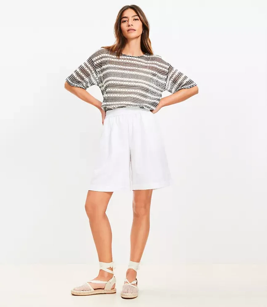 Pull On Bermuda Shorts Linen Cotton