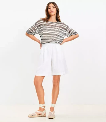 Pull On Bermuda Shorts Linen Cotton