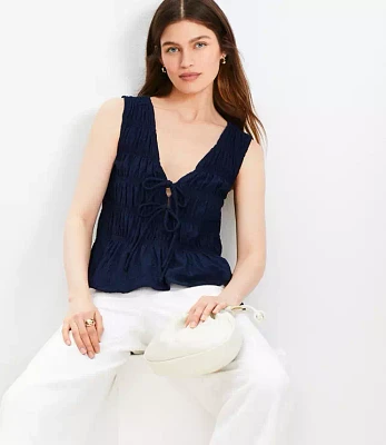Double Tie Smocked Top