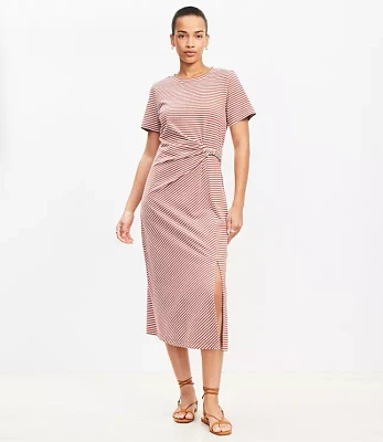 Petite Striped Twist Midi Dress