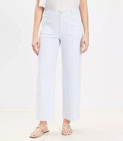 Petite Palmer Wide Leg Crop Pants Textured Stripe