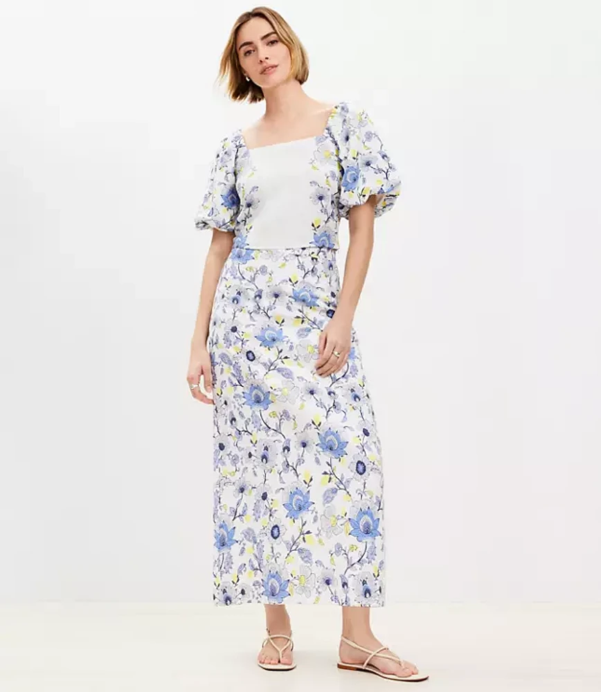 Garden Linen Blend Midi Skirt