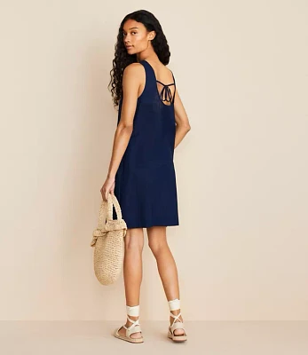 Lou & Grey Linen Cotton Tie Back Mini Pocket Dress
