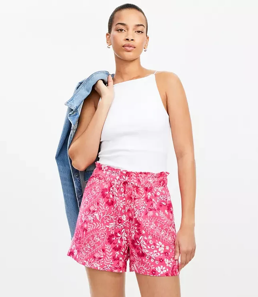 Paisley Breezy Shorts in Linen Blend