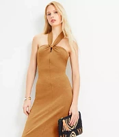 Knotted Keyhole Midi Halter Dress