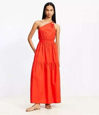 LOFT Beach Poplin One Shoulder Maxi Pocket Dress