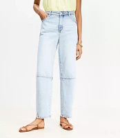 High Rise Barrel Jeans Light Wash Indigo