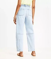 High Rise Barrel Jeans Light Wash Indigo