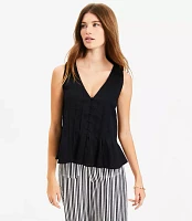Petite Pleated V-Neck Tank Top