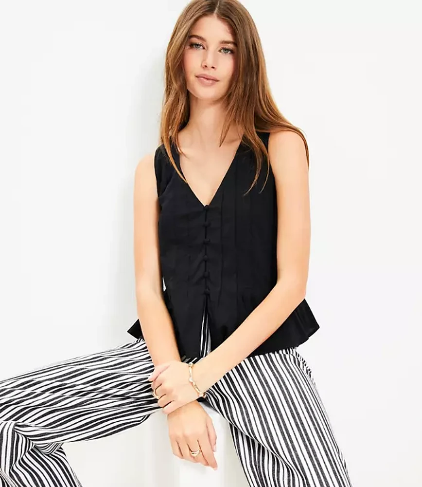 Petite Pleated V-Neck Tank Top