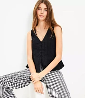 Petite Pleated V-Neck Tank Top