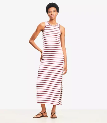 Petite Striped Racerback Midi Dress