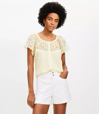 Lace Flutter Button Top