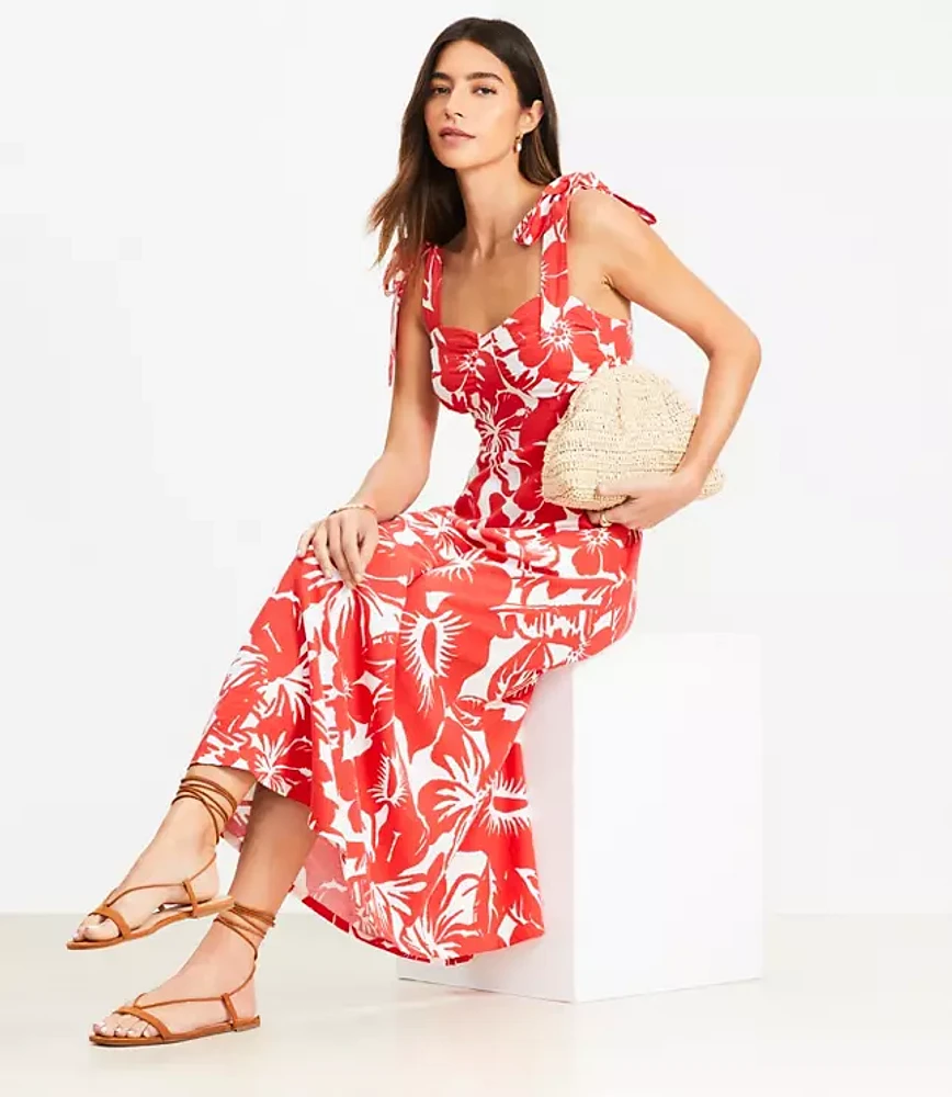 LOFT Beach Tropical Tie Strap Maxi Pocket Dress