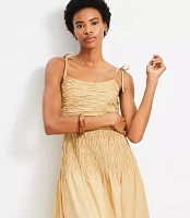 Petite Tie Strap Smocked Poplin Midi Dress