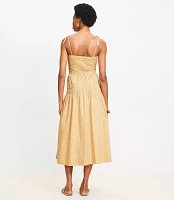 Petite Tie Strap Smocked Poplin Midi Dress